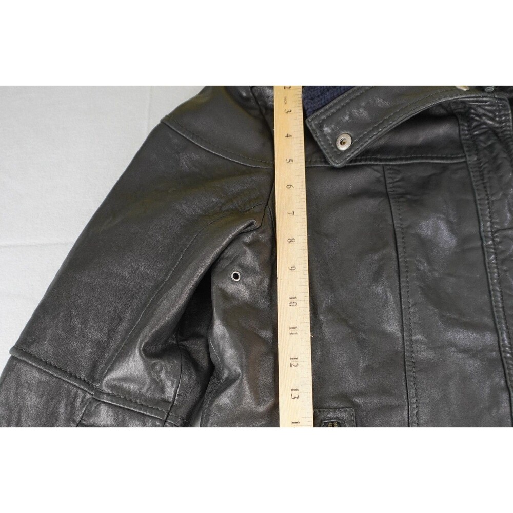Vintage Eddie Bauer Soft Lamb Leather Full Zip Bomber Jacket Womens Large Black - Picture 3 of 14